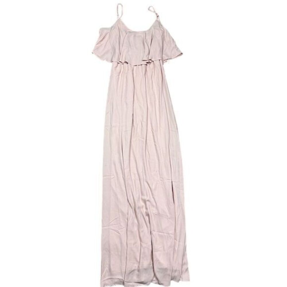 NWT Show Me Your Mumu Caitlin Ruffle Maxi Dress XS Dusty Blush Crisp Formal‎ - Picture 3 of 11